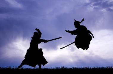 Fighting Samurai clipart