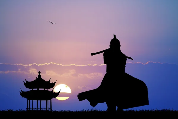 Samurai al tramonto — Foto Stock