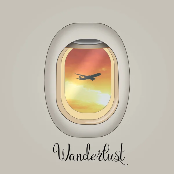 Ilustración Wanderlust Con Avión Del Ojo Buey —  Fotos de Stock