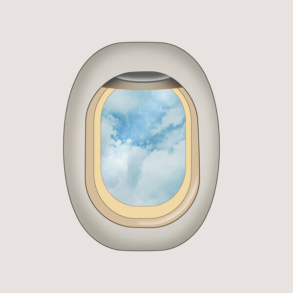 Airplane Window Illustration Clouds Sky Stock Photo