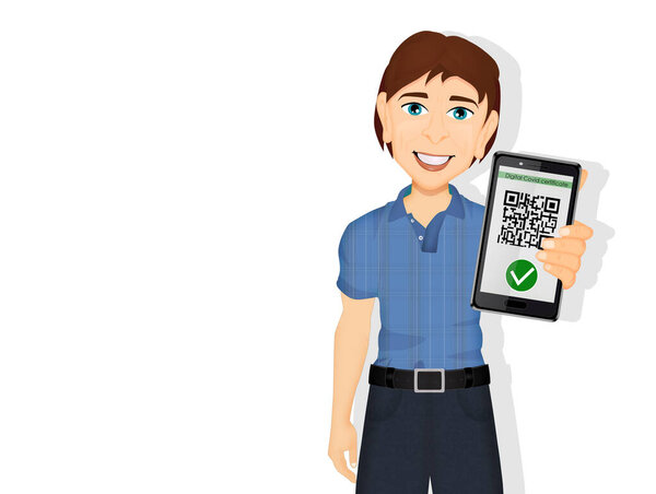 Illustration Man Green Pass Stock Picture