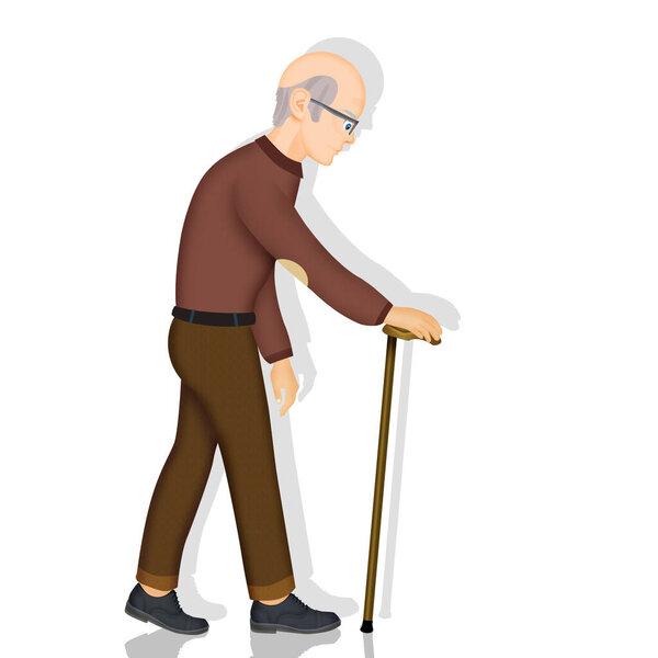 Illustration Grandfather Walking Stick Stock Picture