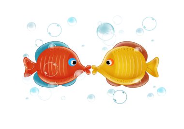 illustration of little fish in love
