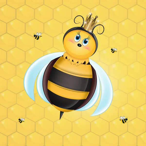 Illustration Queen Bee Hive — Stock Photo, Image