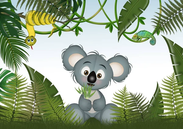 Illustration Von Koala Tropischen Wald — Stockfoto