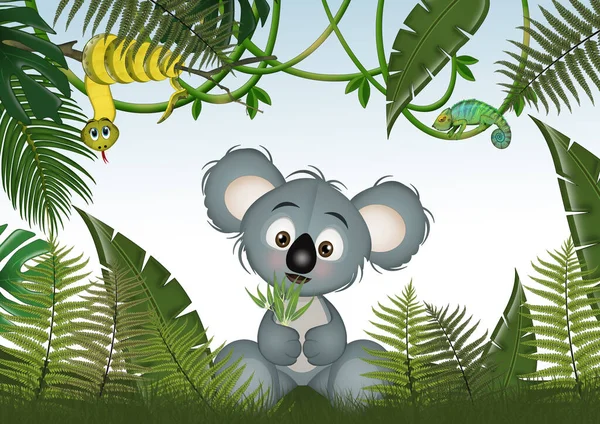 Illustration Koala Tropical Forest — Stock Photo, Image