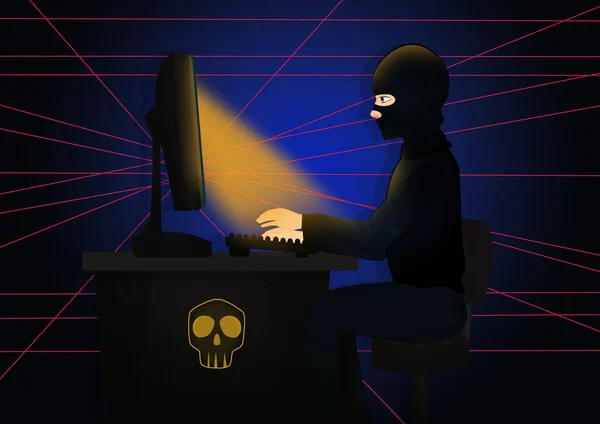 Ilustración Ataque Hacker Computadoras — Foto de Stock