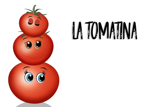 Αστεία Απεικόνιση Του Φεστιβάλ Tomatina — Φωτογραφία Αρχείου