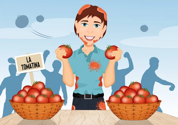 Illustration Tomatina Festival — Stockfoto