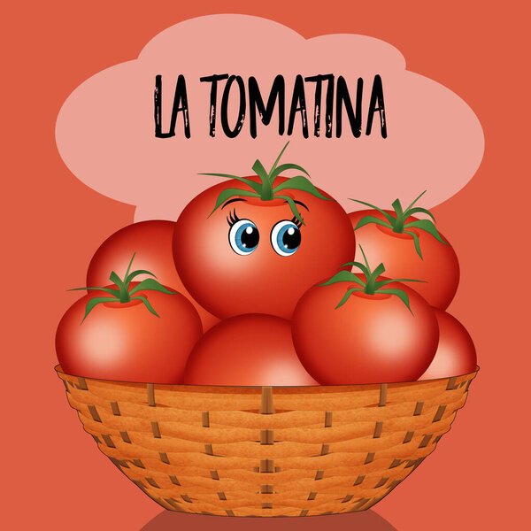 Illustration Tomatina Festival Stock Photo