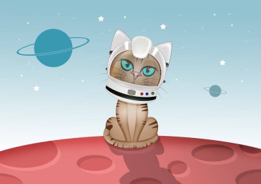 Kedi astronotun çizimi
