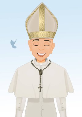 funny illustration of Pope with papal habit
