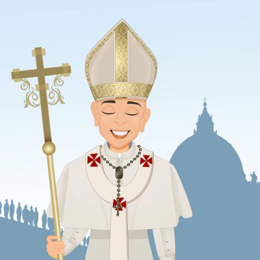 illustration of Pope to the Vatican City