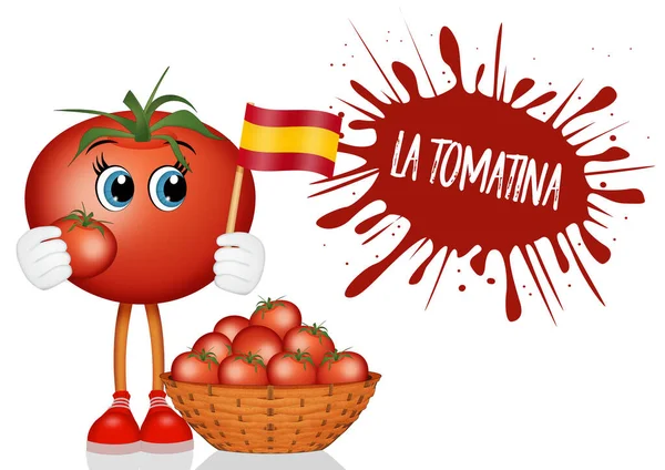 Funny Illustration Tomatina Festival — Stok fotoğraf