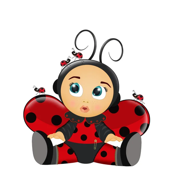 Illustrazione Del Bambino Costume Coccinella — Foto Stock