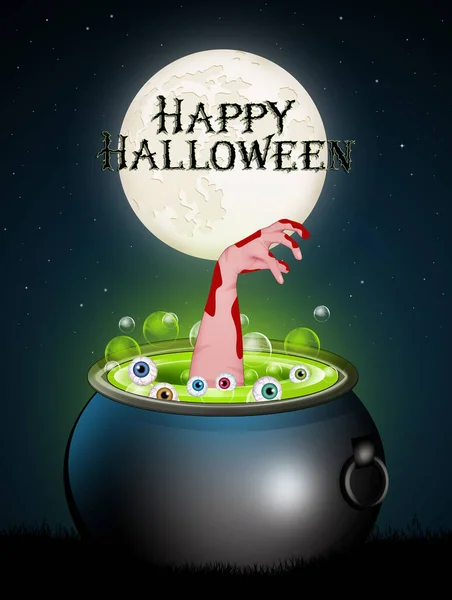 Illustration Bloody Hand Halloween Soup — Stockfoto