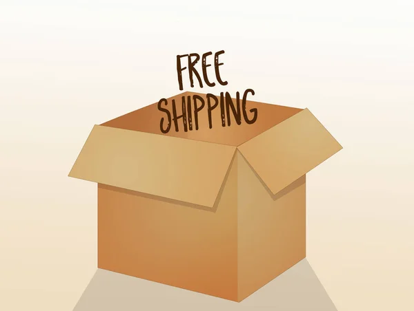 Illustration Free Shipping Cardboard Box — Zdjęcie stockowe