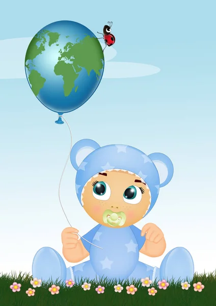 Illustration Baby Balloon Shape World — Stock Photo, Image