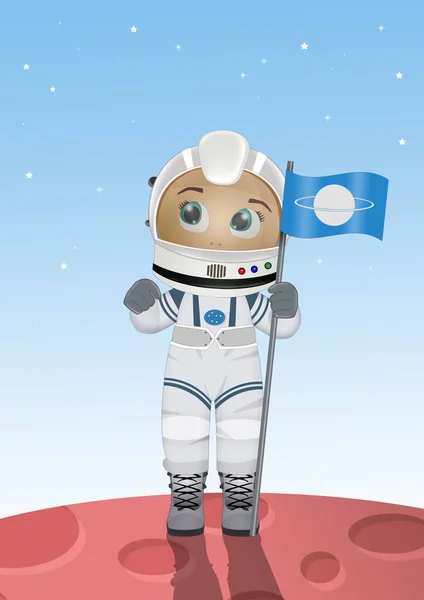 Illustration Funny Astronaut Child — Photo