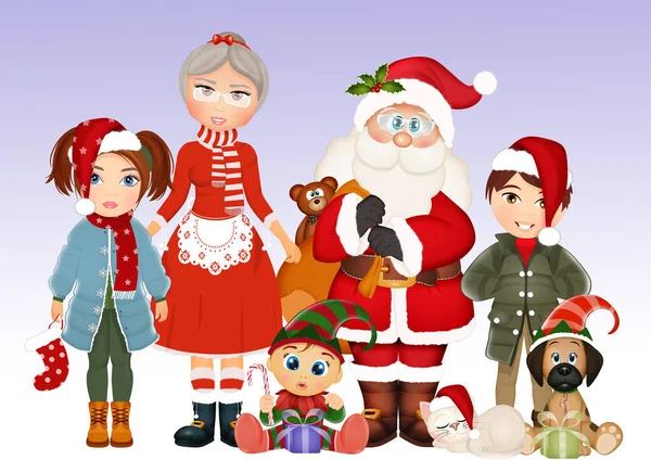 Illustration Family Christmas — Stock Photo, Image