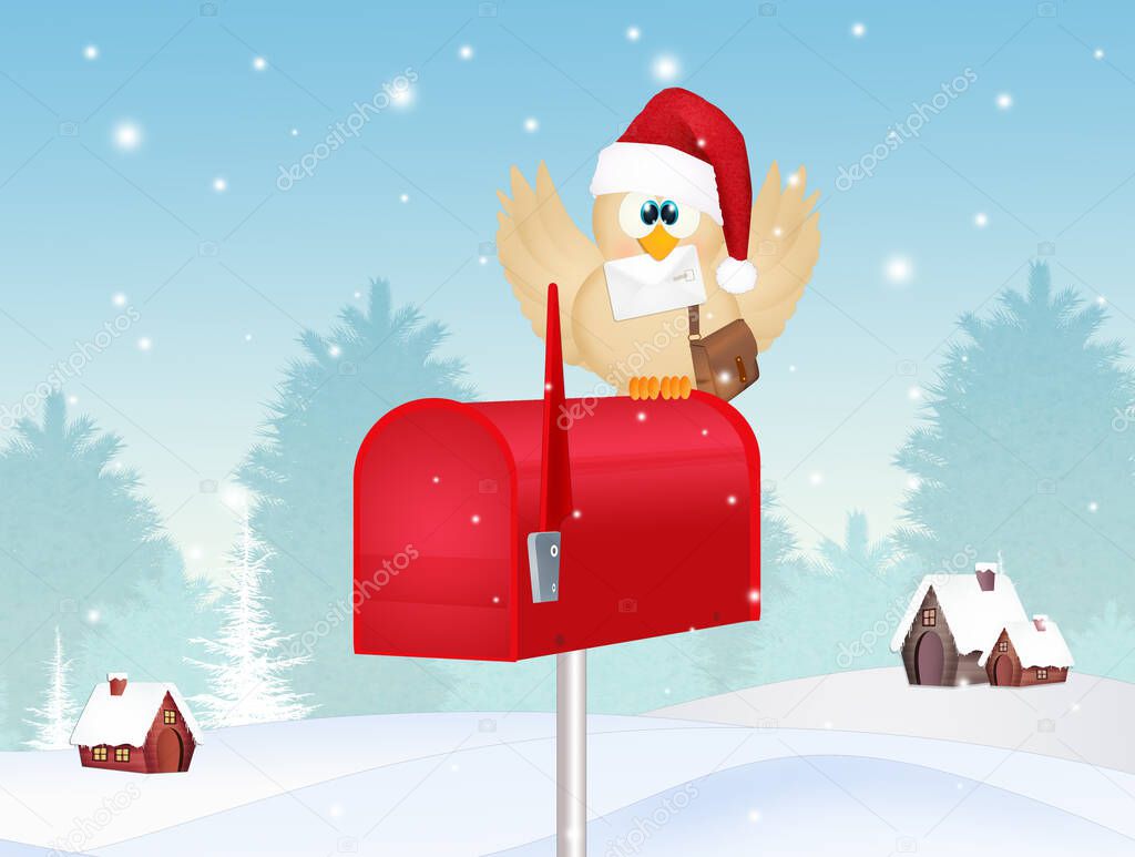 bird with letter of Santa Claus