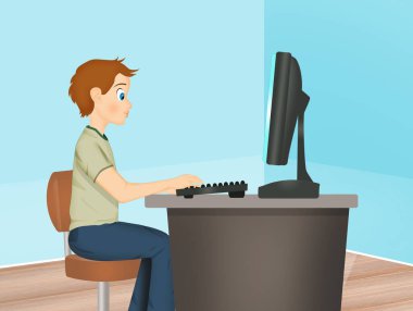 Bilgisayardaki çocuk.