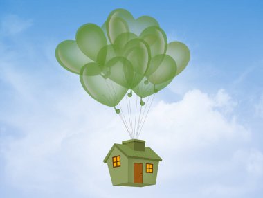 illustration of eco home with balloons