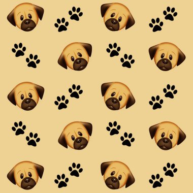 Köpek yüzlerinin ve ayak izlerinin gösterimi