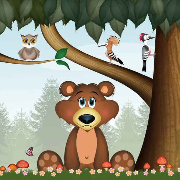 Illustration Bear Brown Woods — Stockfoto