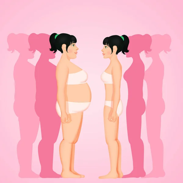 Illustration Obese Woman Diet — ストック写真