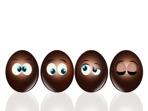 Illustration Easter Eggs Funny Faces — Stock Photo, Image