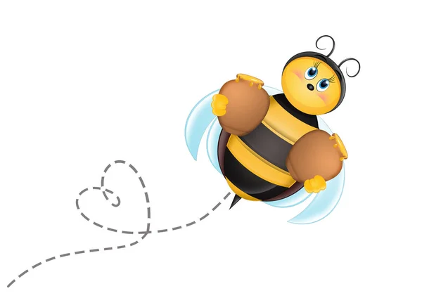 Funny Illustration Bee Carrying Honey — Photo