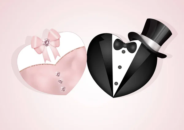 Hearts Decorated Bride Groom —  Fotos de Stock