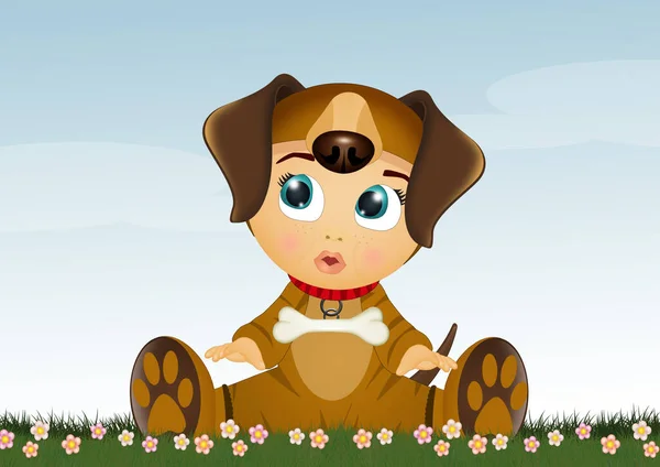 Illustration Child Doggie Costume — Φωτογραφία Αρχείου