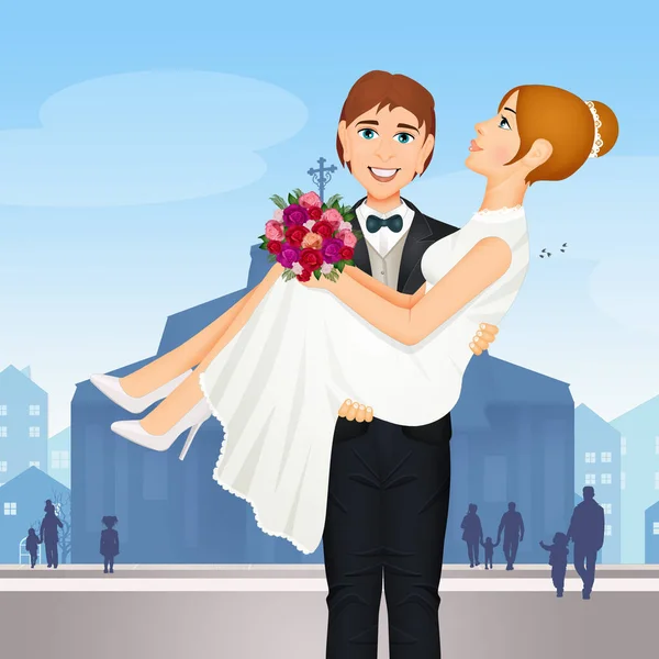 Groom Picks Bride — Stock Photo, Image
