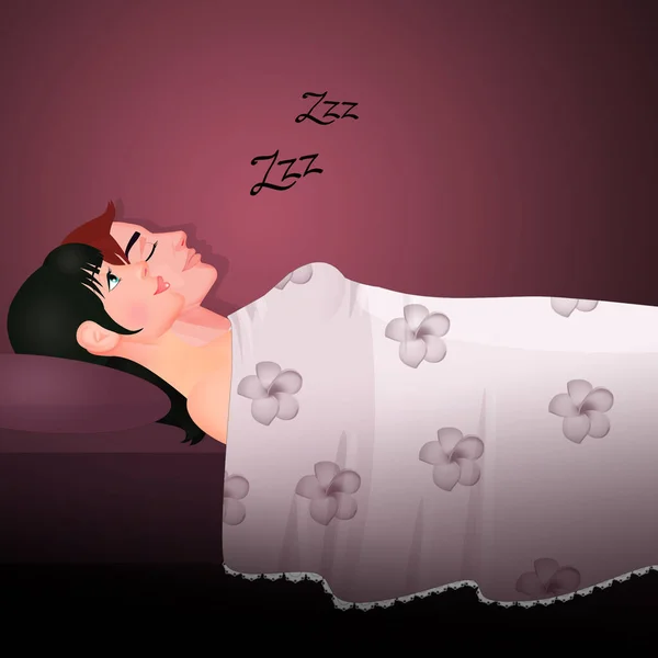 Illustration Couple Bed Sleeps — Fotografia de Stock
