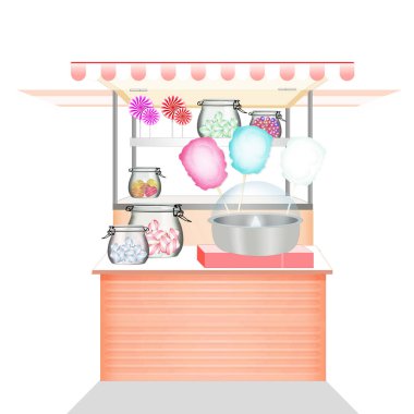 Pamuk helva büfesinin çizimi