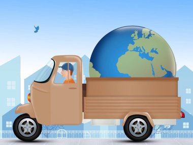 illustration of humanitarian aid truck