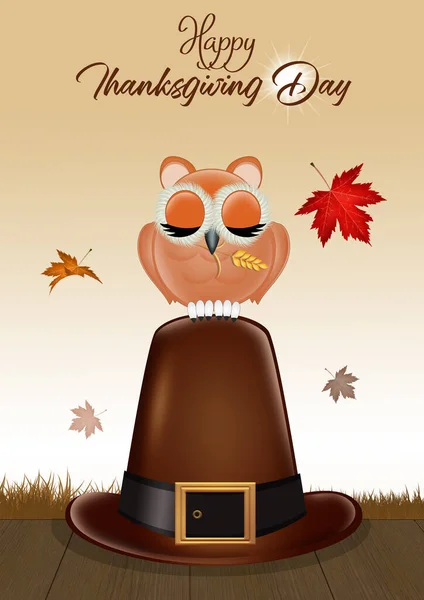 Illustration Thanksgiving Day Greeting Postcard — Stock Photo, Image