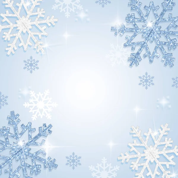 Illustration Blue Snowflakes Frame — Stock Photo, Image