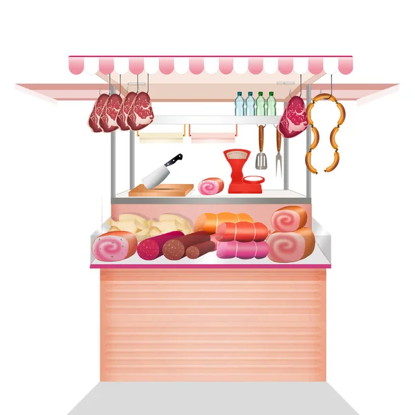 Illustration Des Frischfleisch Kiosks — Stockfoto