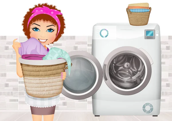 Illustration Woman Laundry — Stock Photo, Image