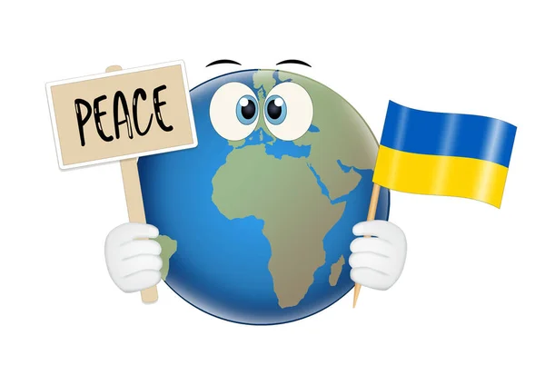 Illustration Peace Ukraine Postcard Funny World — Φωτογραφία Αρχείου