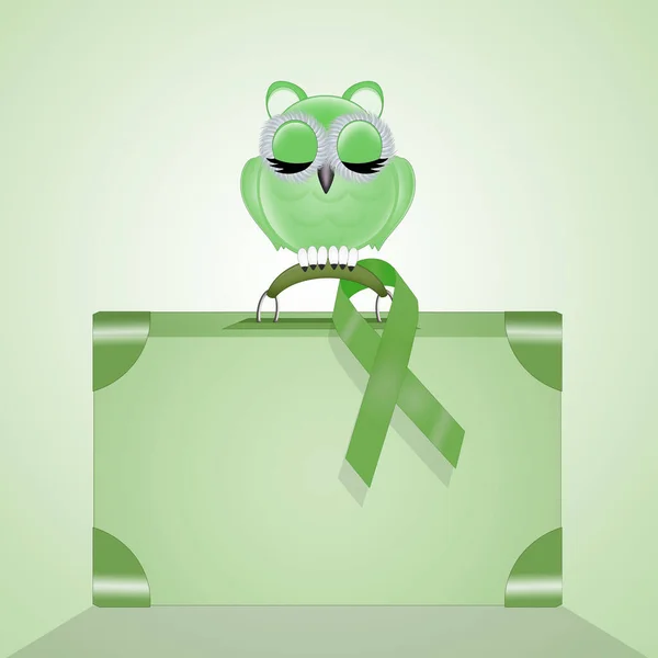 Green Ribbon Suitcase — Stock Photo, Image