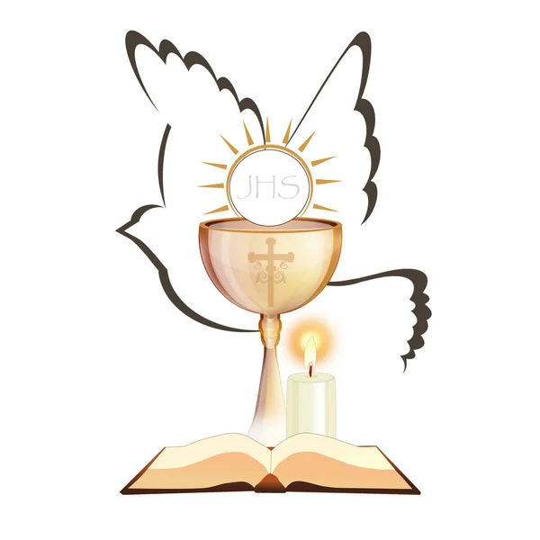 illustration of chalice and bible background Baptism and communion