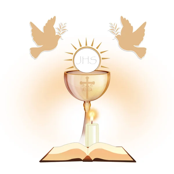 illustration of chalice and bible background Baptism and communion