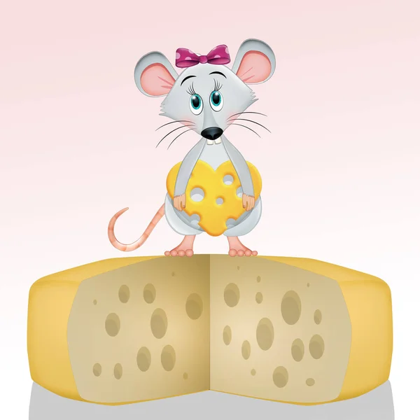 Ілюстрація Маленьких Мишей Скибочці Сиру — стокове фото