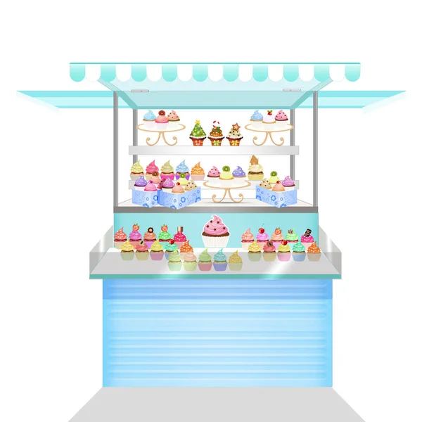 Illustratie Van Cupcakes Kiosk Stockfoto