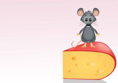 Peynir dilimindeki küçük farelerin çizimi