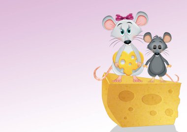 Peynirli küçük farelerin çizimi